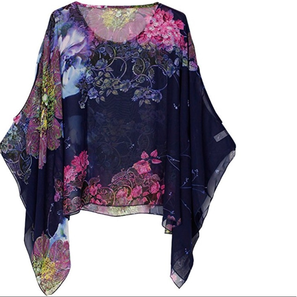 Beautiful women floral beach loose blouse - Picture 4 of 6